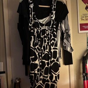 Donna Morgan Black and White Asymmetrical Dress